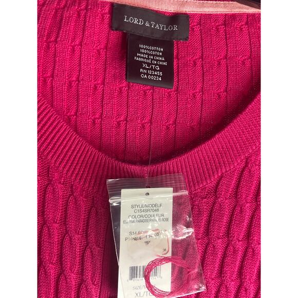 Lord & Taylor Bright Pink Cable Knit Cardigan Ladylike & Refined ~ NWT Sz XL - Picture 7 of 8